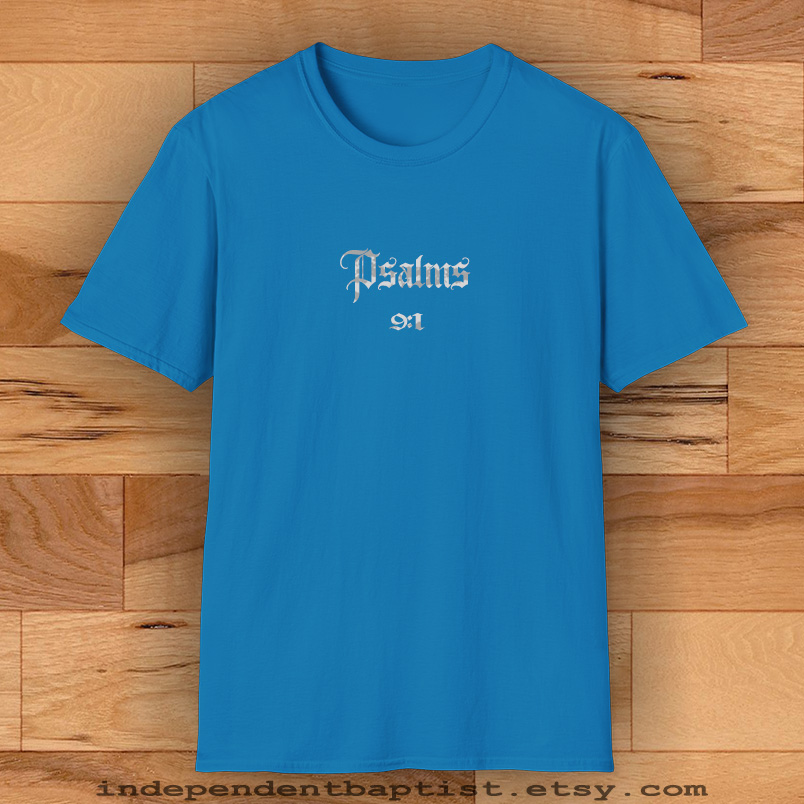 Mens Bible Verse T Shirt Psalms 9:1